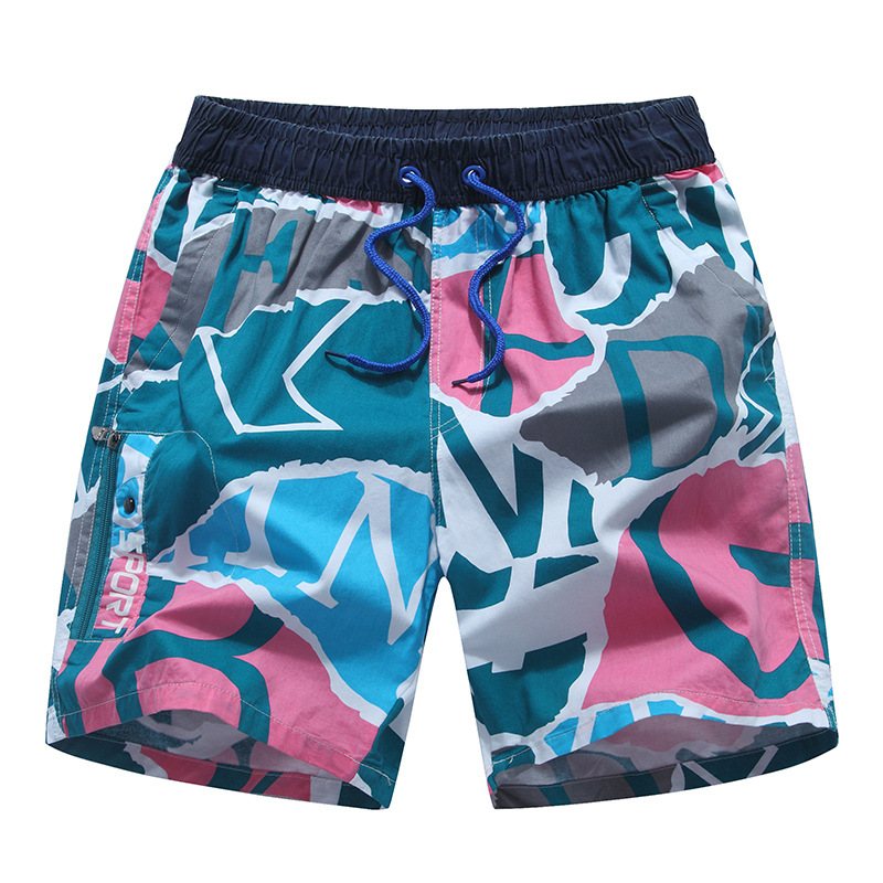 Summer Cotton Beach Lösa Casual Shorts För Män Med Fem Punktstryck