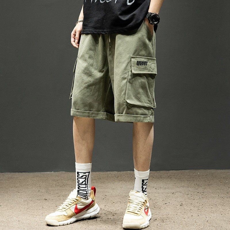 Tooling Shorts Herr Sommar Trend Lös Casual Khaki Rak