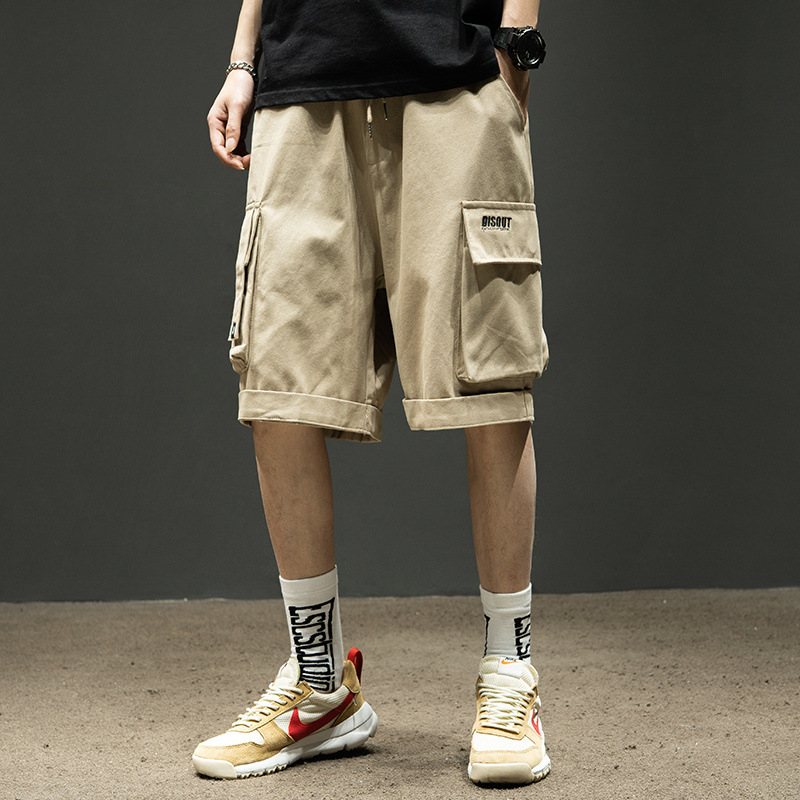 Tooling Shorts Herr Sommar Trend Lös Casual Khaki Rak