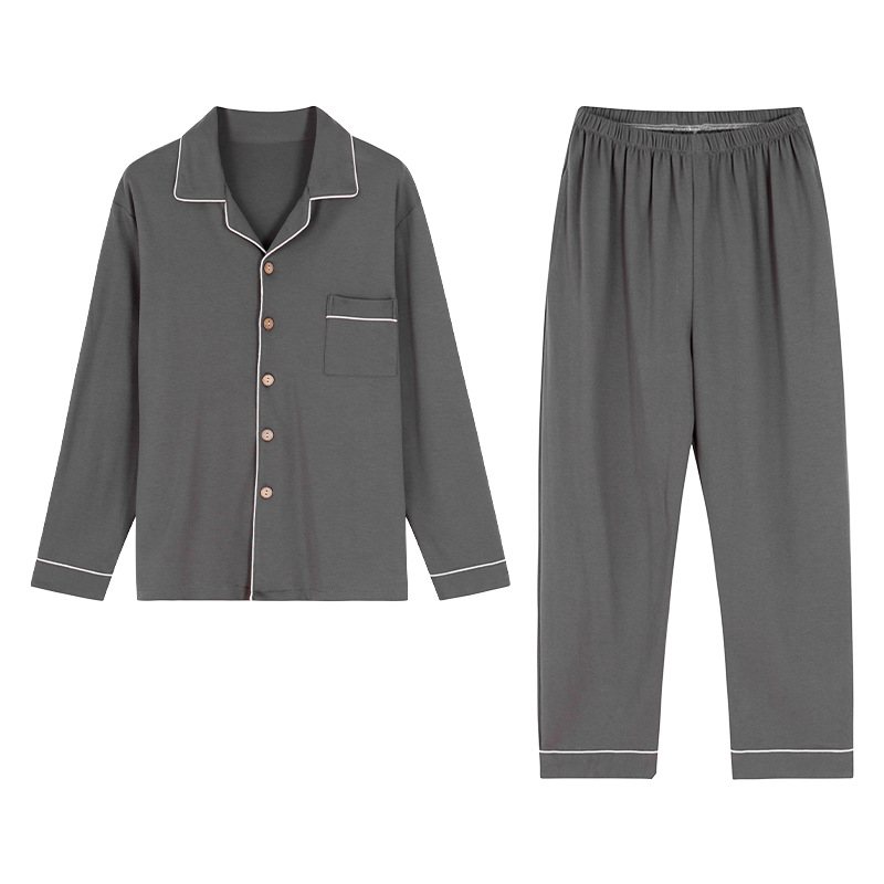 Casual Cotton Herr Pyjamas Set Lapel Homewear