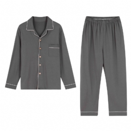 Casual Cotton Herr Pyjamas Set Lapel Homewear