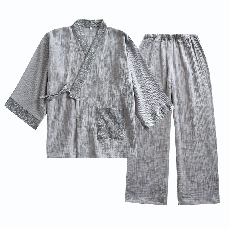 Cotton Gauze Pyjamas Herr Hemkläder Byxor Set