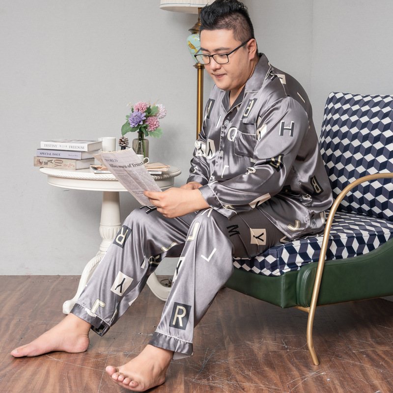 Långärmad Sidenkostymer Underkläder Tunna Loungewear För Män