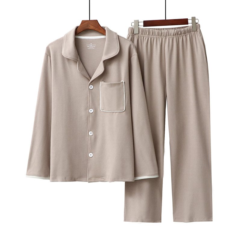 Män Lapels Stretch Loungewear Pyjamasset