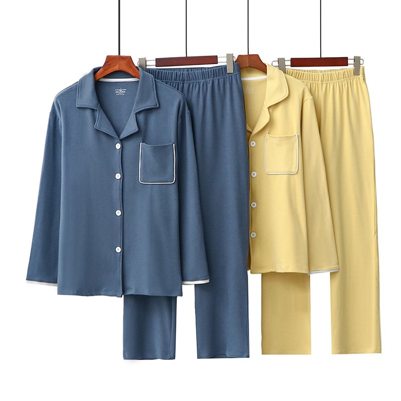 Män Lapels Stretch Loungewear Pyjamasset