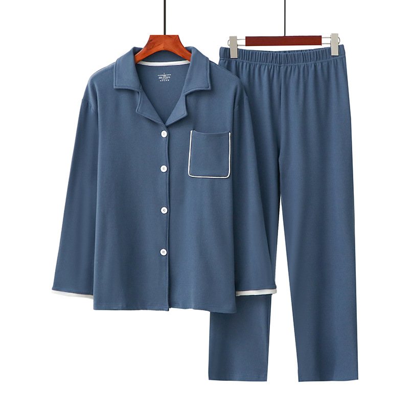 Män Lapels Stretch Loungewear Pyjamasset