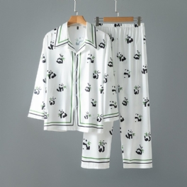 Panda Pyjamas Ny Långärmad Tunn Sektion För Hemkläder För Män