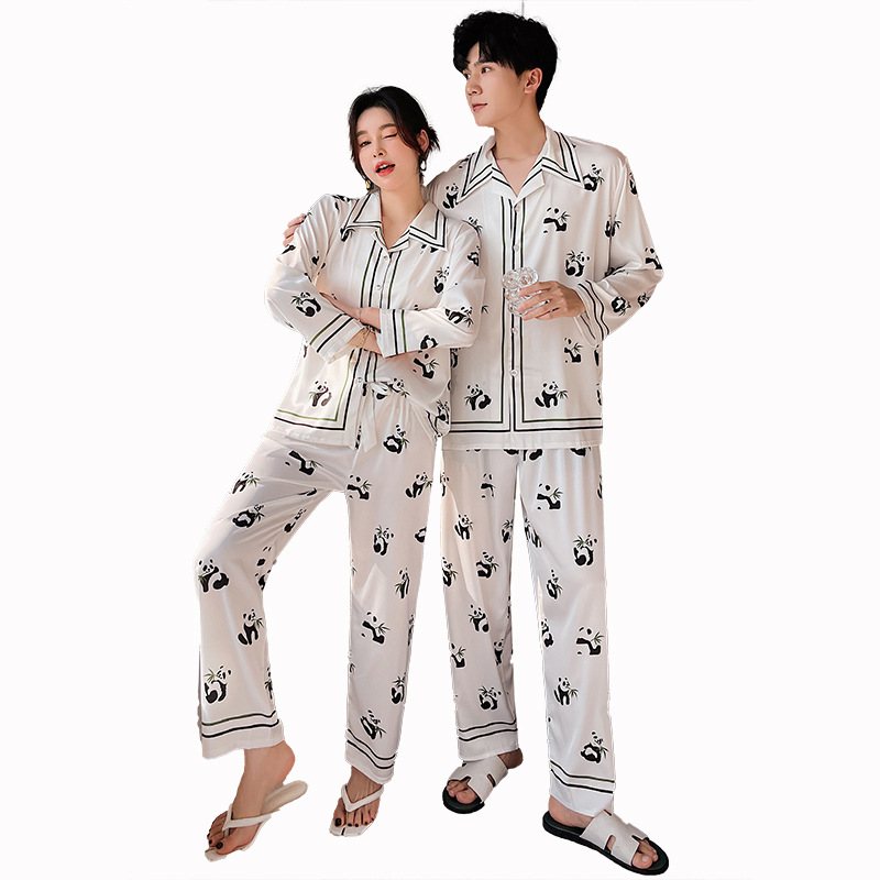 Panda Pyjamas Ny Långärmad Tunn Sektion För Hemkläder För Män