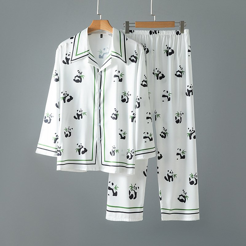 Panda Pyjamas Ny Långärmad Tunn Sektion För Hemkläder För Män