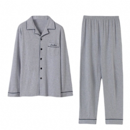 Pure Cotton Pyjamas Herr Långärmad Cardigan Suit Super Loungewear