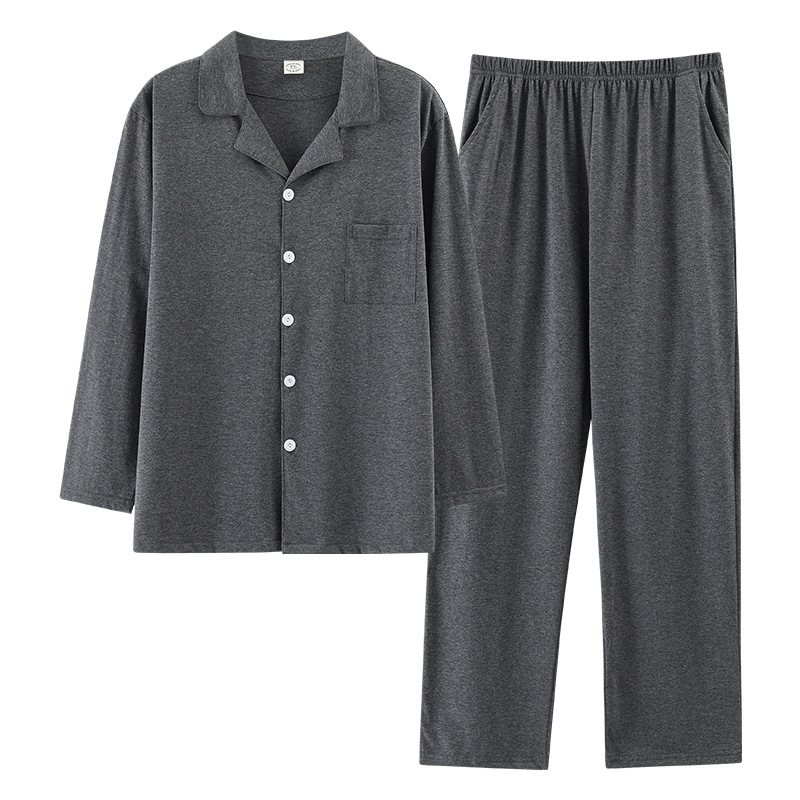 Pyjamas För Män Med Långa Ärmar Lösa Casual Hemkläder Set