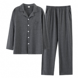 Pyjamas För Män Med Långa Ärmar Lösa Casual Hemkläder Set