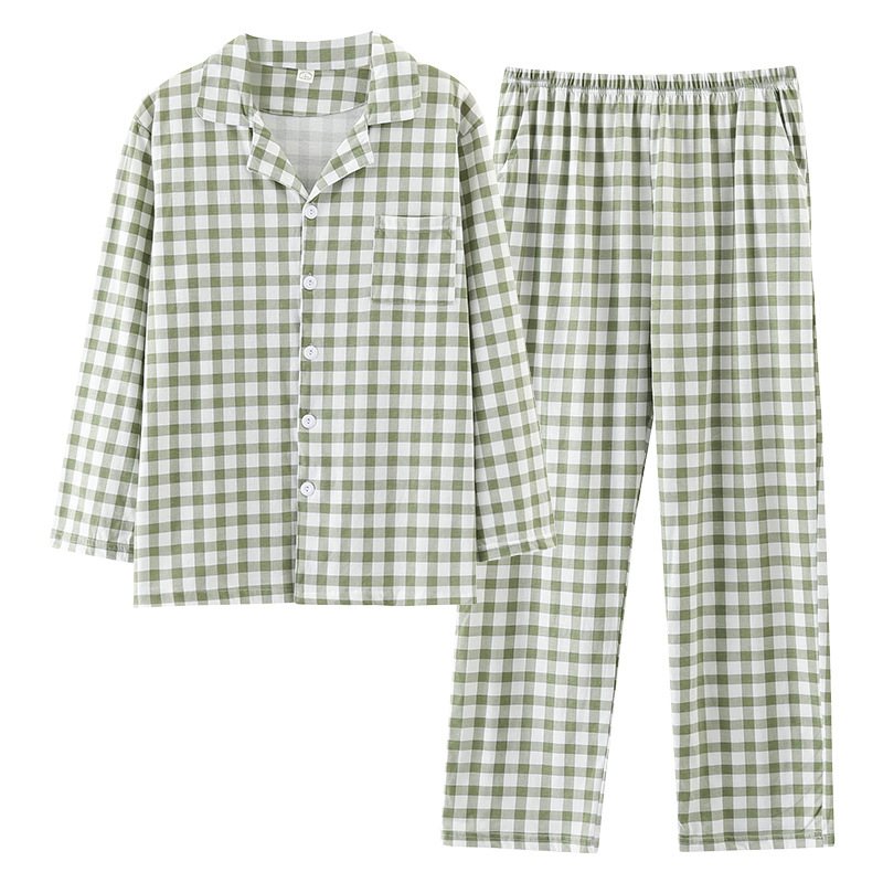 Pyjamas För Män Med Långa Ärmar Lösa Casual Hemkläder Set