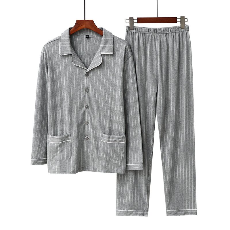 Pyjamas Långärmad För Män Lapel Cardigan Lös Casual