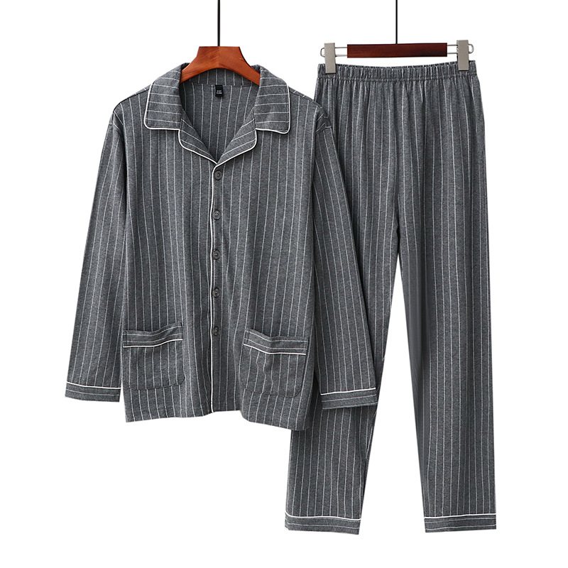 Pyjamas Långärmad För Män Lapel Cardigan Lös Casual