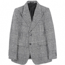 Casual Blazers Houndstooth Enkelknäppt Två Knappar Höst Vinterkappa