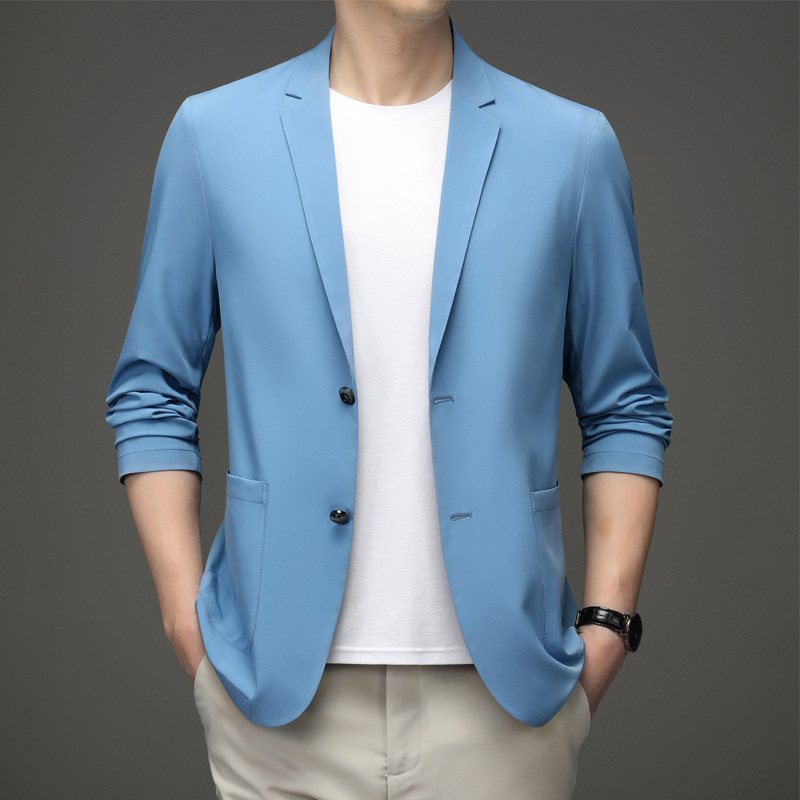 Herr Casual Summer Slim Single Layer Blazers Lättvikts Andas