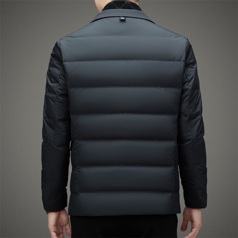 Men's Winter Warm Blazers Black Single Breasted Two Buttons