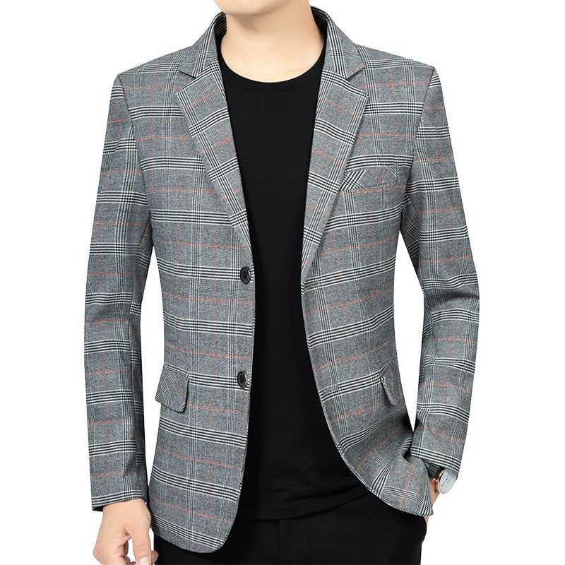 Randig Smart Casual Blazers Jacka För Män Med Två Knappar