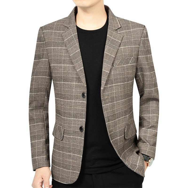 Randig Smart Casual Blazers Jacka För Män Med Två Knappar