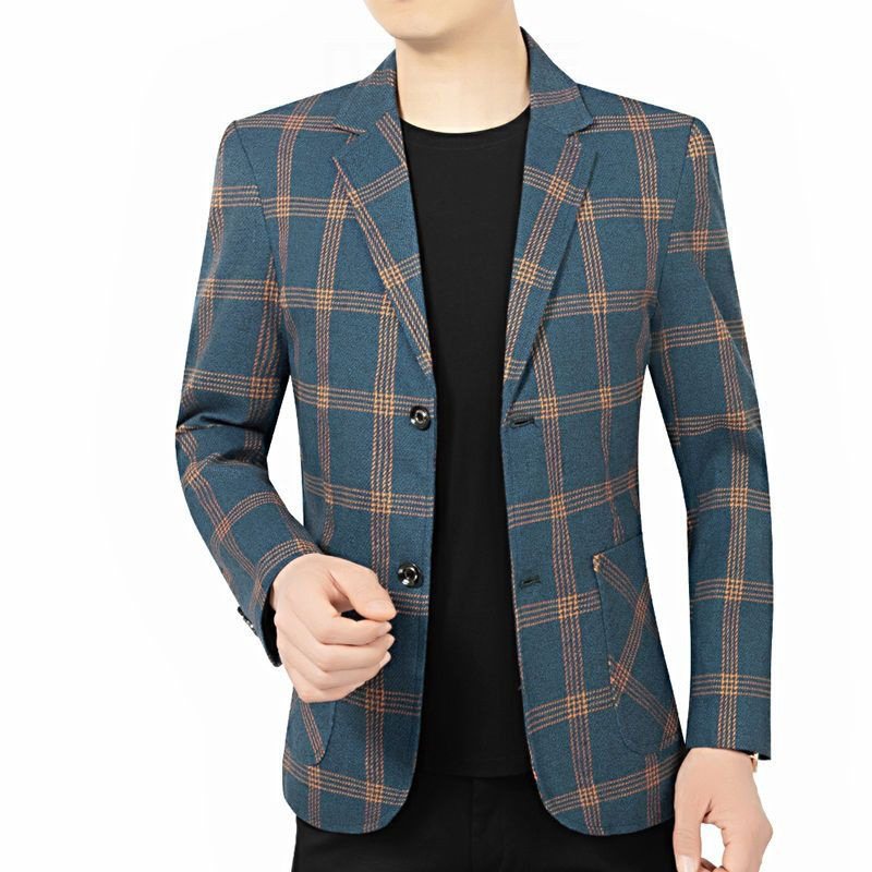 Rutig Jacka För Män Casual Blazers Vår Och Höst Slim Fit