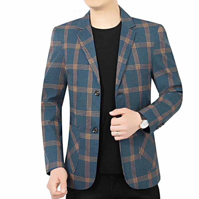 Rutig Jacka För Män Casual Blazers Vår Och Höst Slim Fit