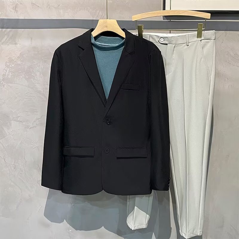 Vår Och Höst Nya Andas Två-knappar Slim-fit Tunna Enkelknäppta Blazers Hane