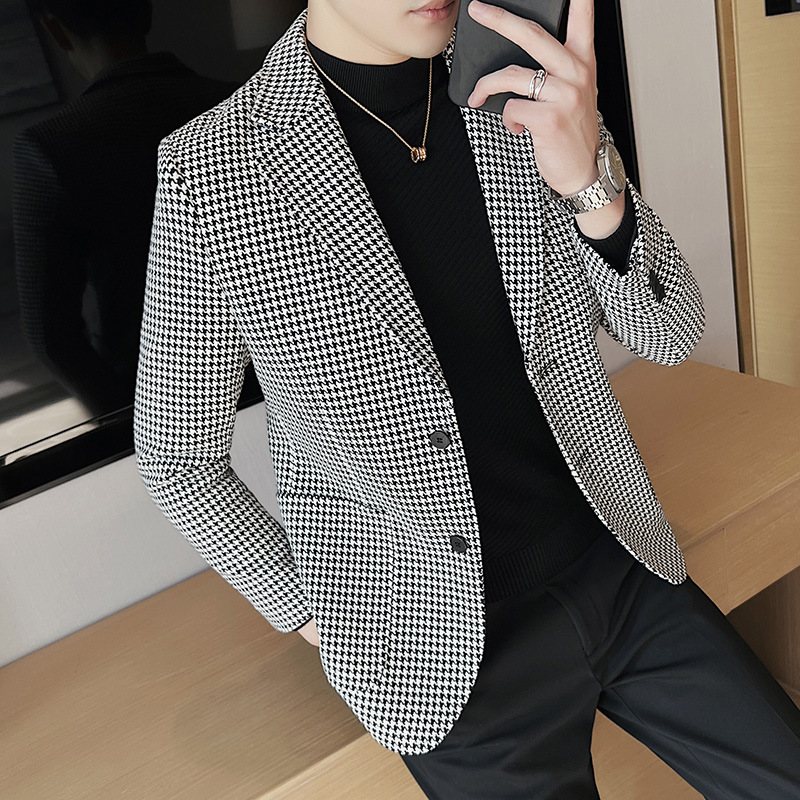 Våren 2024 Blazers Casual Suit Slim Rutig Jacka Houndstooth