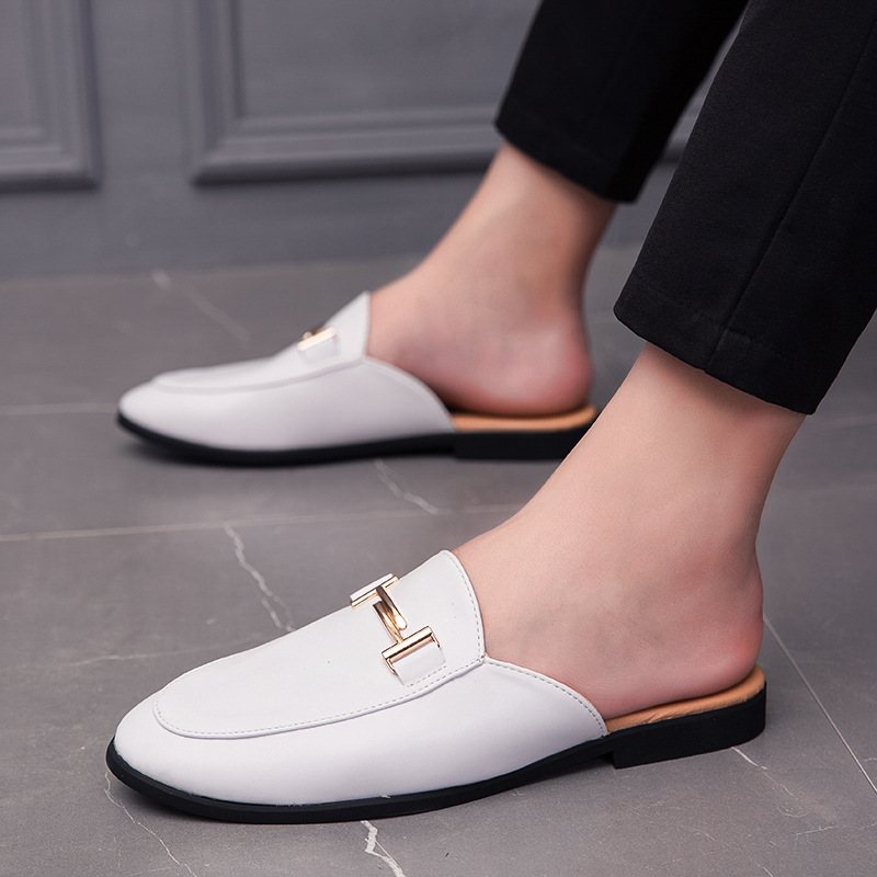 Baotou Tofflor Herr Sommar Slip-on Casual Ärtskinn Sandaler