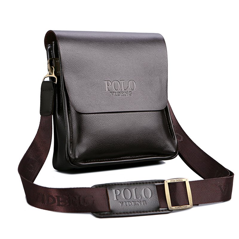 Casual Business Axelväska Polo Vertikal Läderväska Trend Messenger Bag För Män