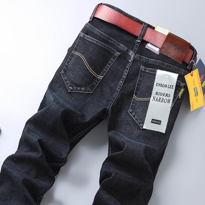 2024 Jeans För Män Rak Slim Fit Stretch Casual