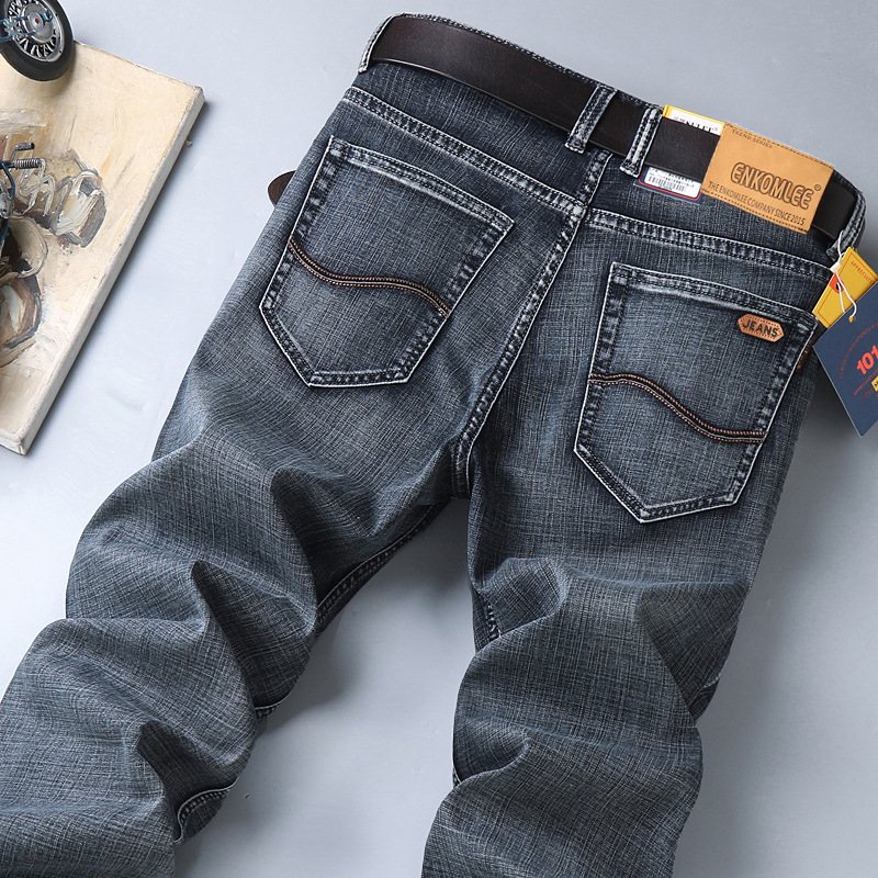 2024 Jeans För Män Rak Slim Fit Stretch Casual