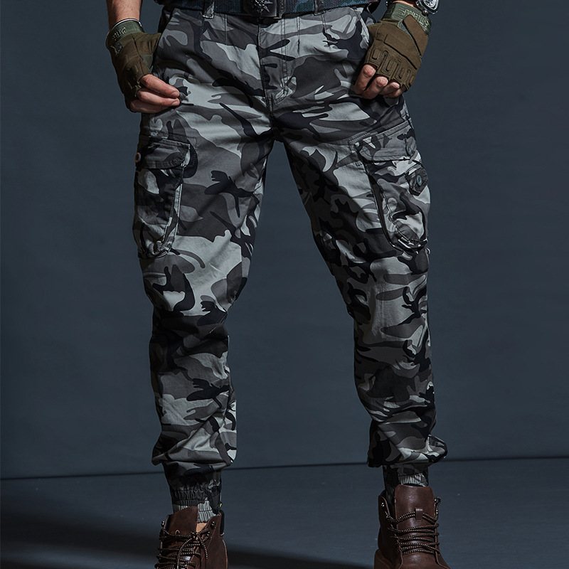 Casual Byxor För Män Slim Fit Camouflage Legged Multi Pocket Overall Sport