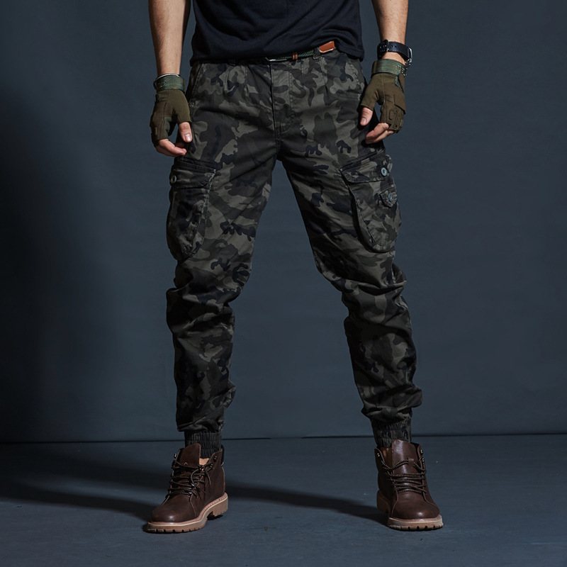 Casual Byxor För Män Slim Fit Camouflage Legged Multi Pocket Overall Sport