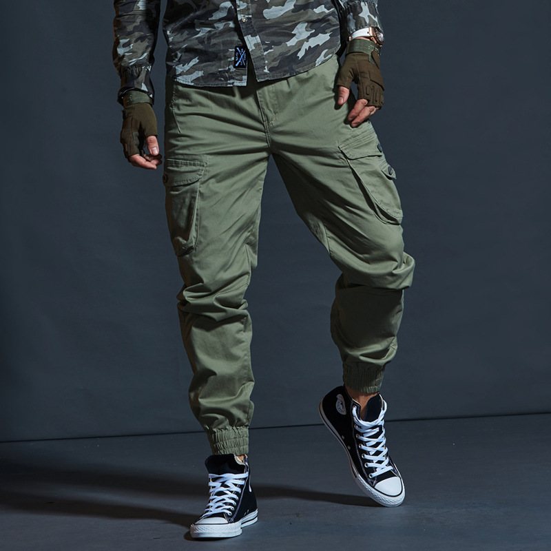 Casual Byxor För Män Slim Fit Camouflage Legged Multi Pocket Overall Sport