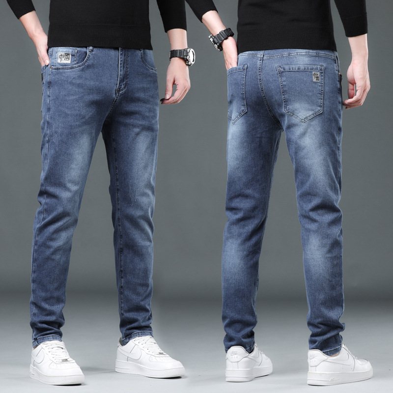 Jeans För Män Loose Fit Små Fötter Casual Byxor