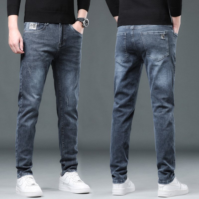 Jeans För Män Loose Fit Små Fötter Casual Byxor