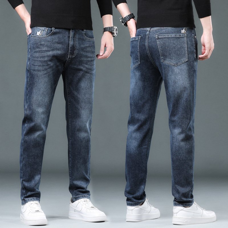 Jeans För Män Loose Fit Små Fötter Casual Byxor