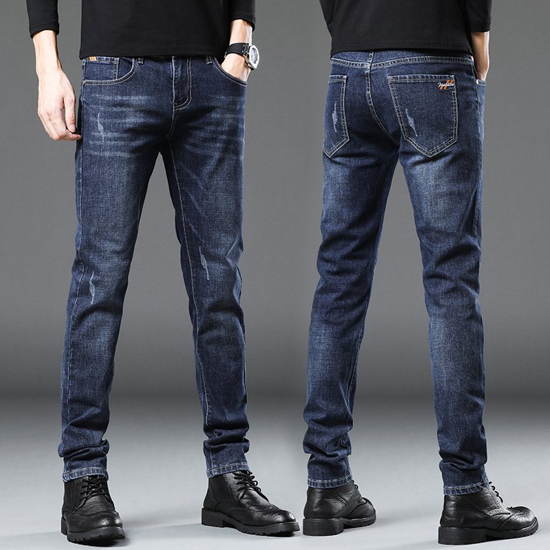 Jeans För Män Loose Fit Små Fötter Casual Byxor