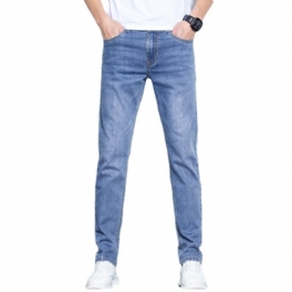 Jeans För Män Lösa Rak Stretch Slim Fit Byxor Casual Trend