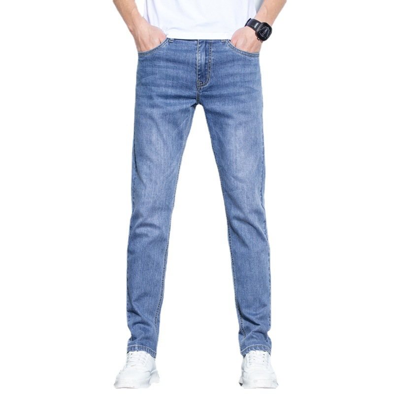 Jeans För Män Lösa Rak Stretch Slim Fit Byxor Casual Trend