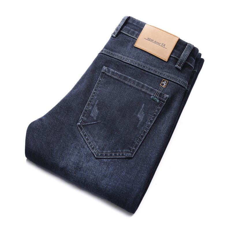 Jeans För Män Rak Passform Elastisk Trendig Casual