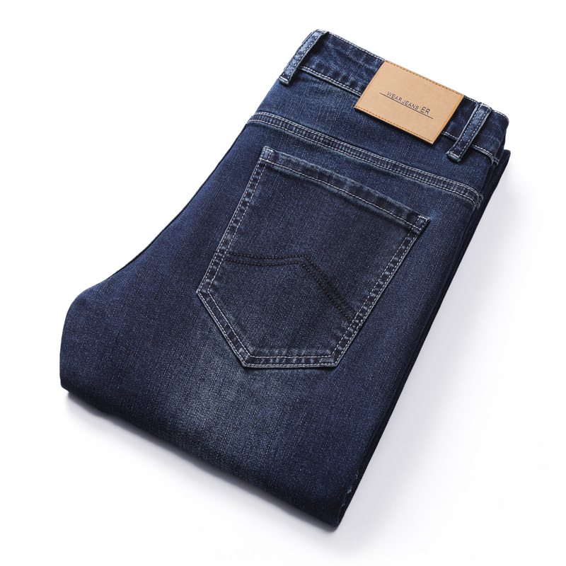 Jeans För Män Rak Passform Elastisk Trendig Casual