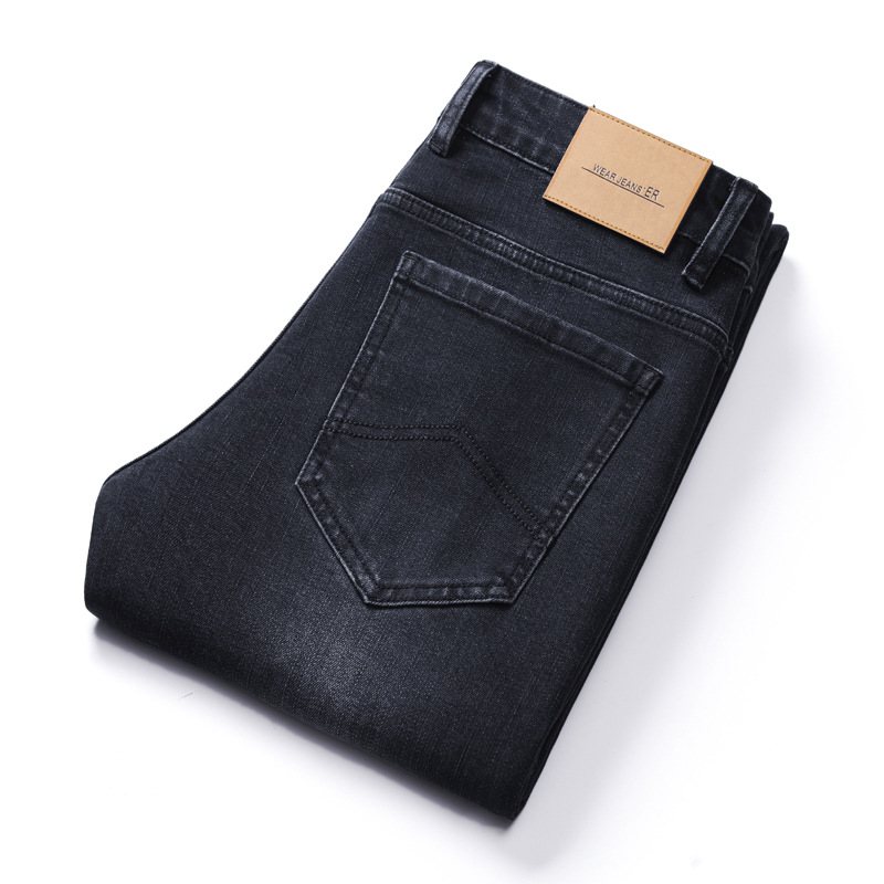 Jeans För Män Rak Passform Elastisk Trendig Casual