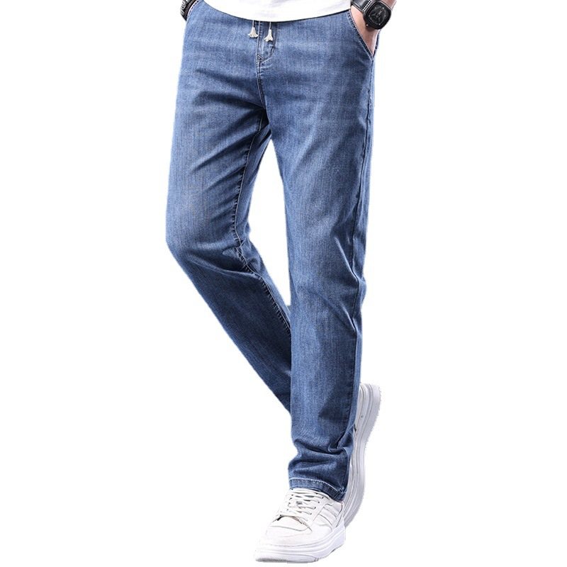 Jeans Herr Lösa Rak Casual Mid Rise Byxor