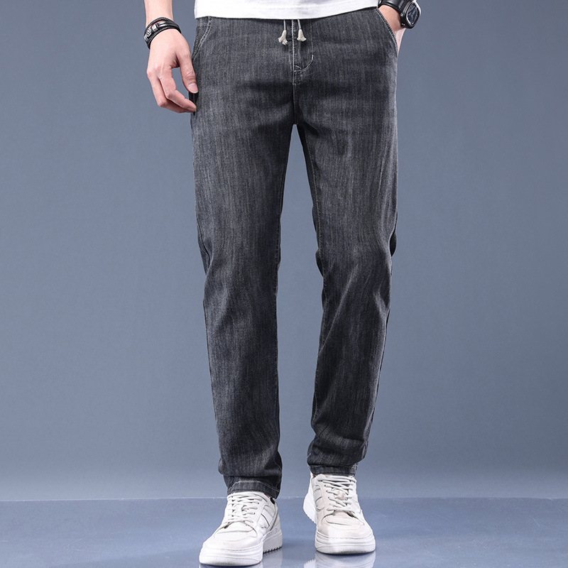 Jeans Herr Lösa Rak Casual Mid Rise Byxor