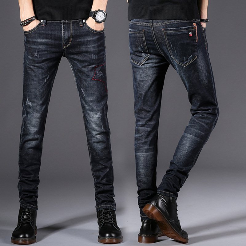 Jeans Herr Slim Fit Casual Vinterbyxor