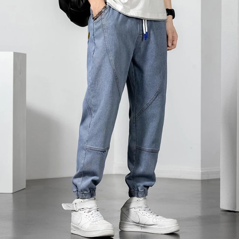 Jeans Herr Trend Små Fötter Elastisk Tie Tether Lös