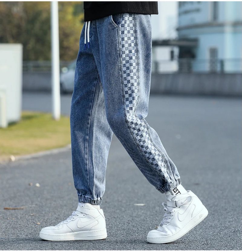 Jeans Herr Trend Små Fötter Elastisk Tie Tether Lös