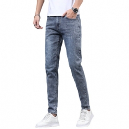 Ljusfärgade Tunna Sektioner Slim-fit Jeans Mäns Nio Poäng Rivna Penna Byxor Trend